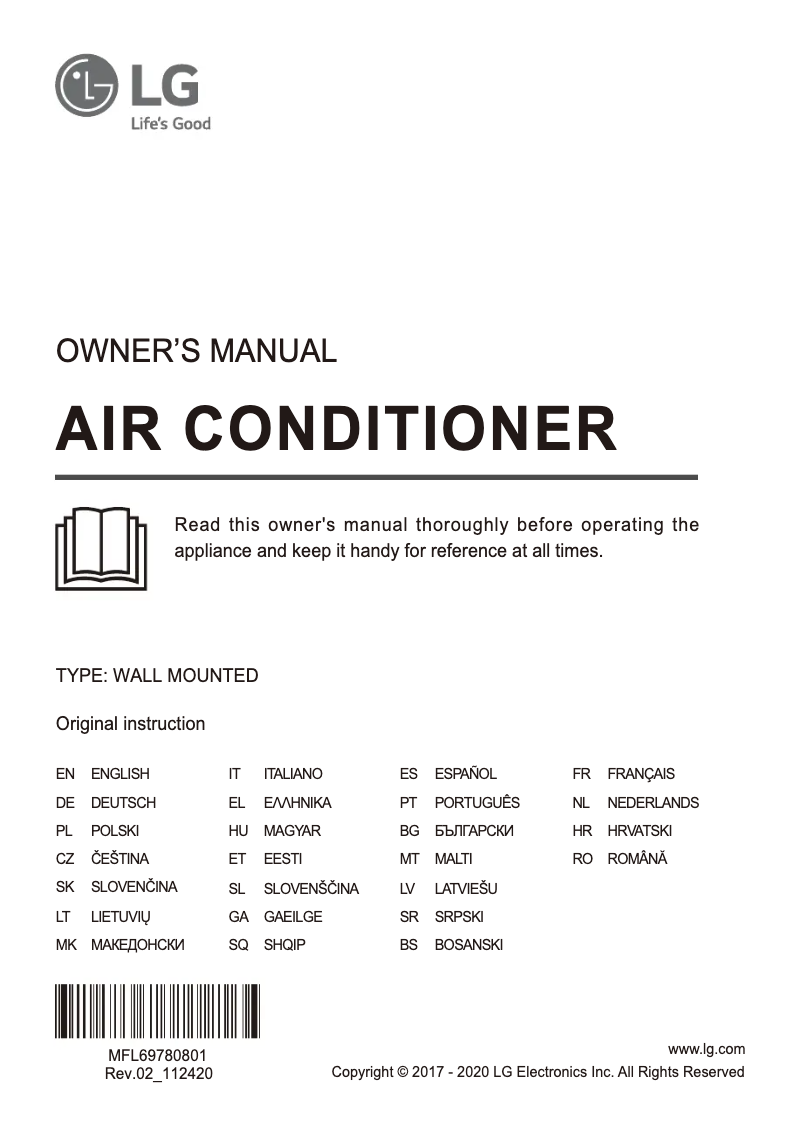 Page 1 de la notice Manuel utilisateur LG AM12BP