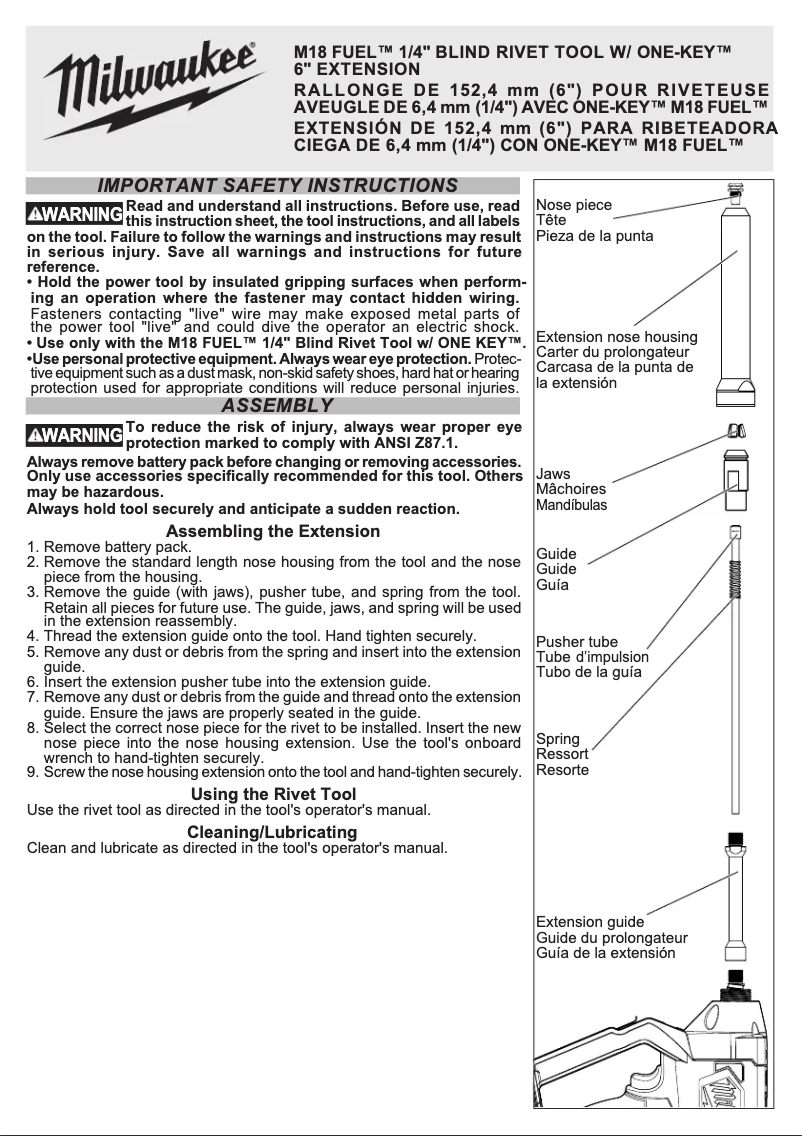Page n°1 - Manuel utilisateur Milwaukee 49-16-2660EXT
