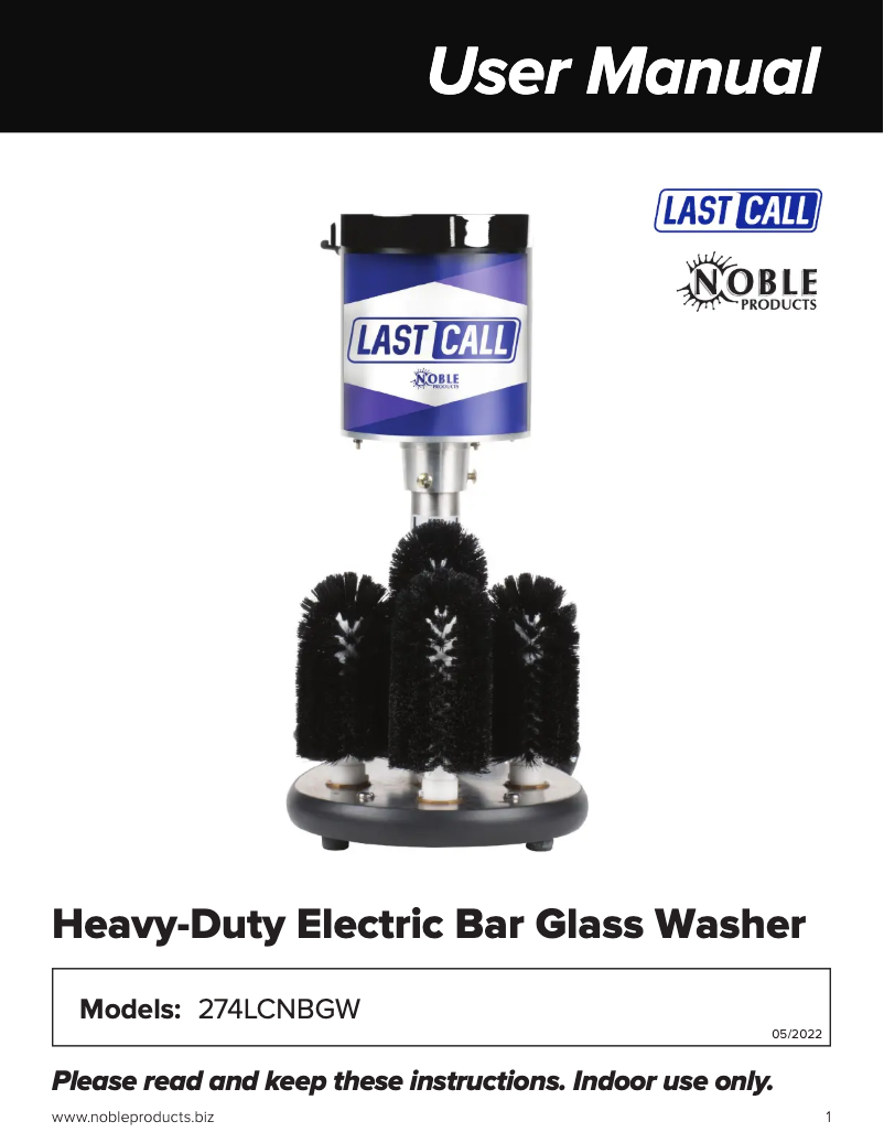 Page 1 de la notice Manuel utilisateur Noble Last Call 274LCNBGW
