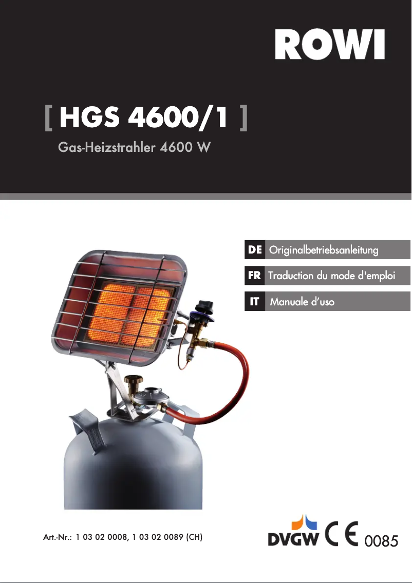 Page n°1 - Manuel utilisateur Rowi HGS 4600/1