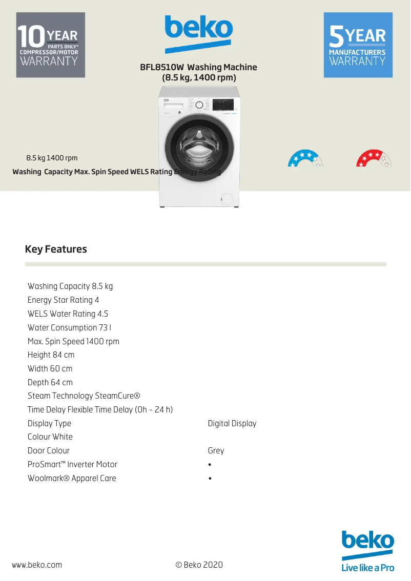 Image de la première page du manuel de l'appareil BFL8510W