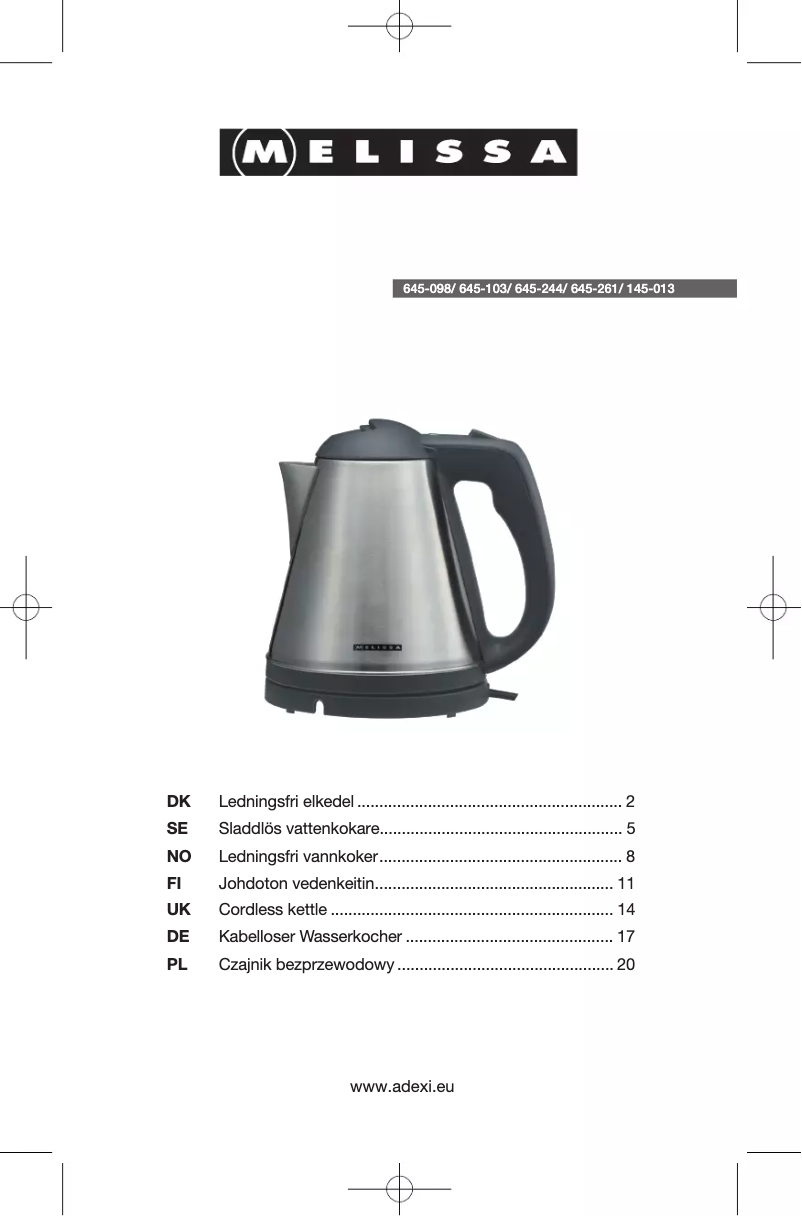 Image de la première page du manuel de l'appareil 645-244