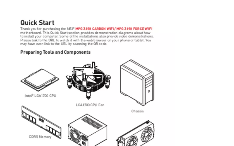 Page 1 of the manual Quick Start Guide MSI MPG Z690 Carbon Wifi