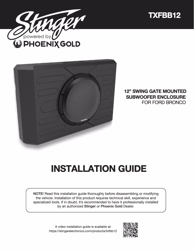 Page 1 de la notice Manuel utilisateur Stinger TXFBB12