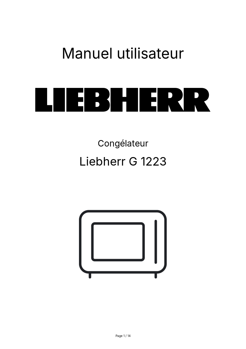 Page n°1 - Manuel utilisateur Liebherr G 1223