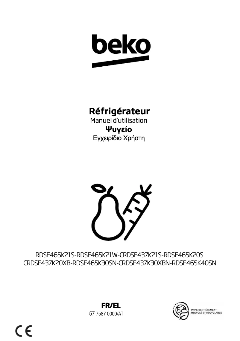 Page n°1 - Manuel utilisateur Beko RDSE465K40SN