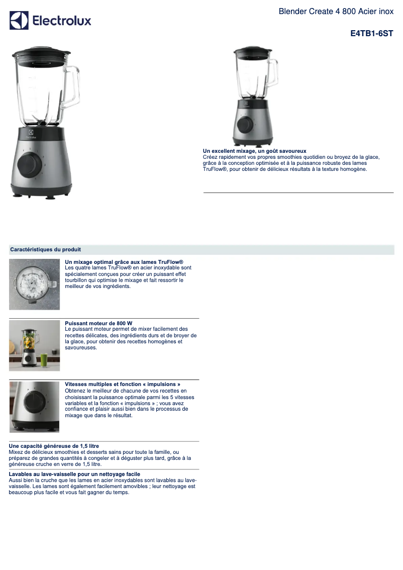 Image de la première page du manuel de l'appareil Create 4 E4TB1-6ST