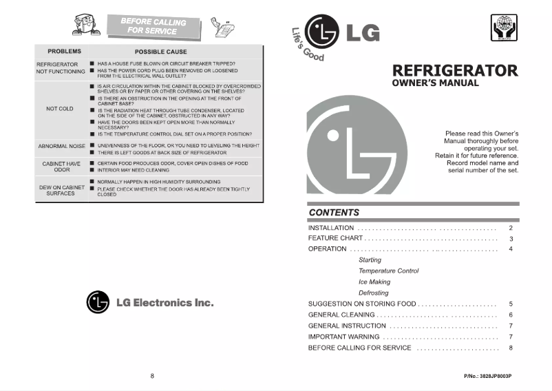 Page 1 de la notice Manuel utilisateur LG GR-V191RK