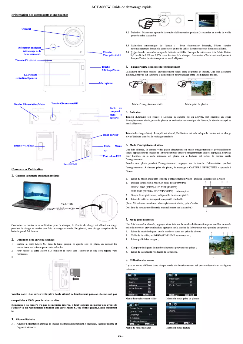 Page n°1 - Manuel utilisateur Denver ACT-8030W MK2