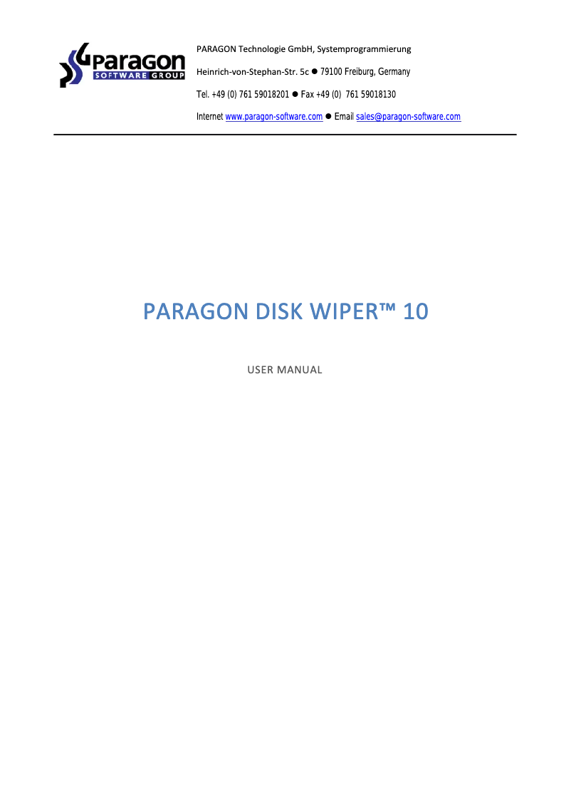 Page n°1 - Manuel utilisateur Paragon 139PREPL