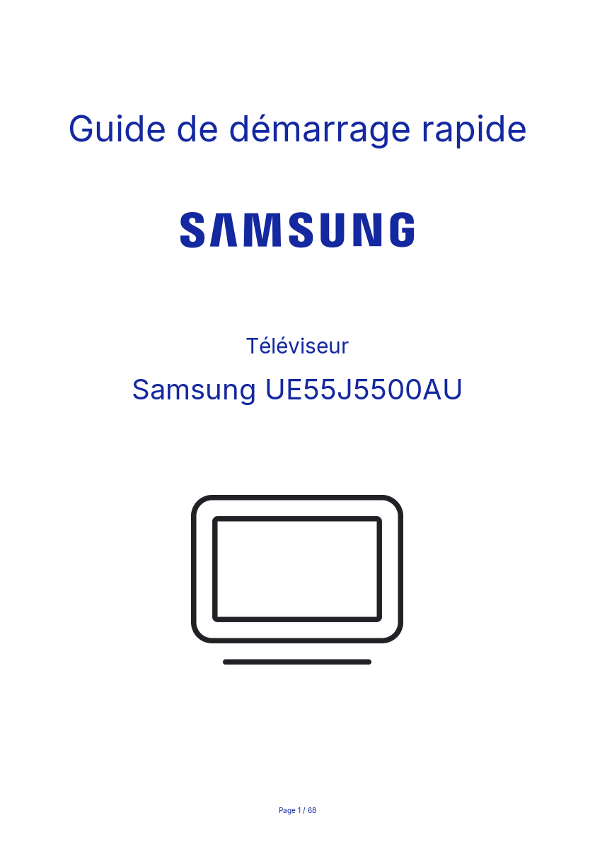 Page n°1 - Guide de démarrage rapide Samsung UE55J5500AU