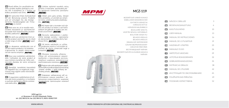 Page 1 de la notice Manuel utilisateur MPM MCZ-119