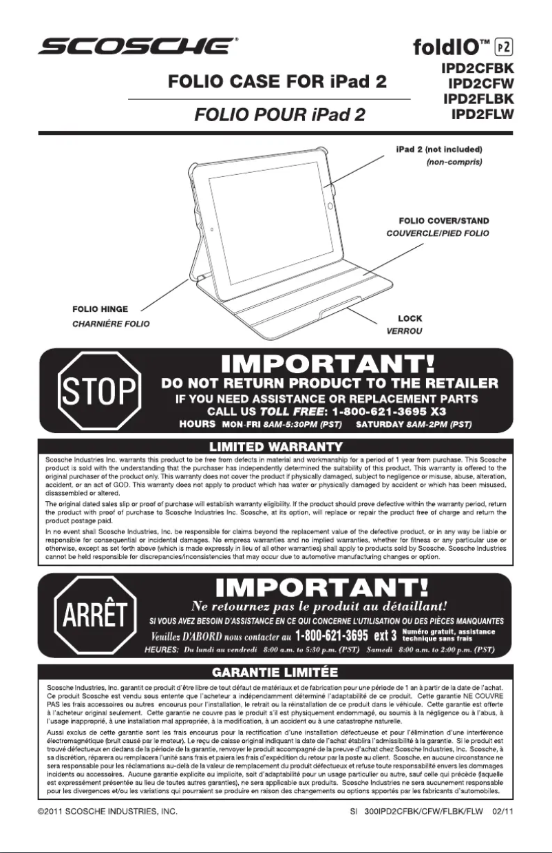 Page 1 de la notice Manuel utilisateur Scosche IPD2CFW