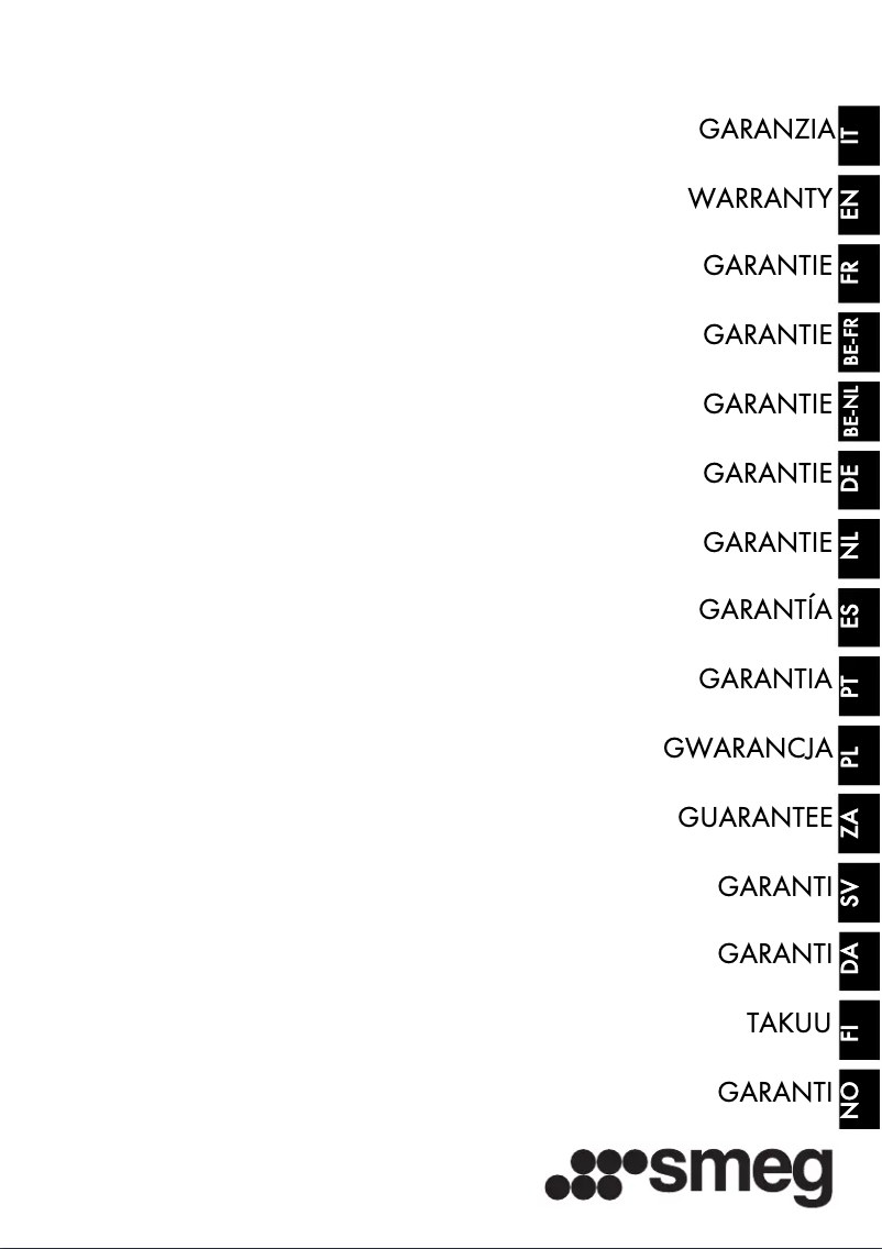 Page n°1 - Informations de garantie Smeg FA3905RX