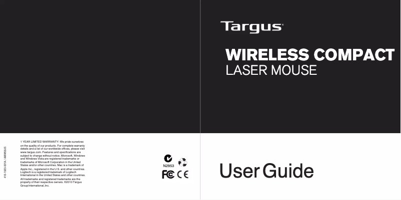 Page 1 de la notice Manuel utilisateur Targus AMW55US