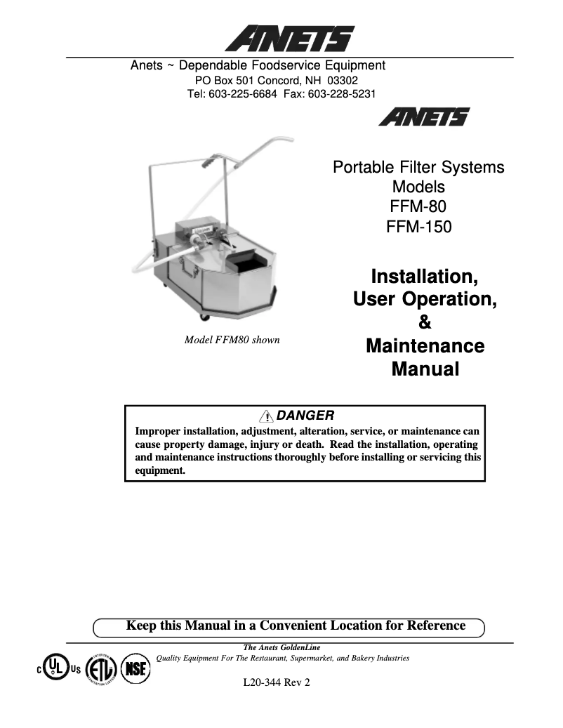Page n°1 - Manuel utilisateur Anets FFM-150