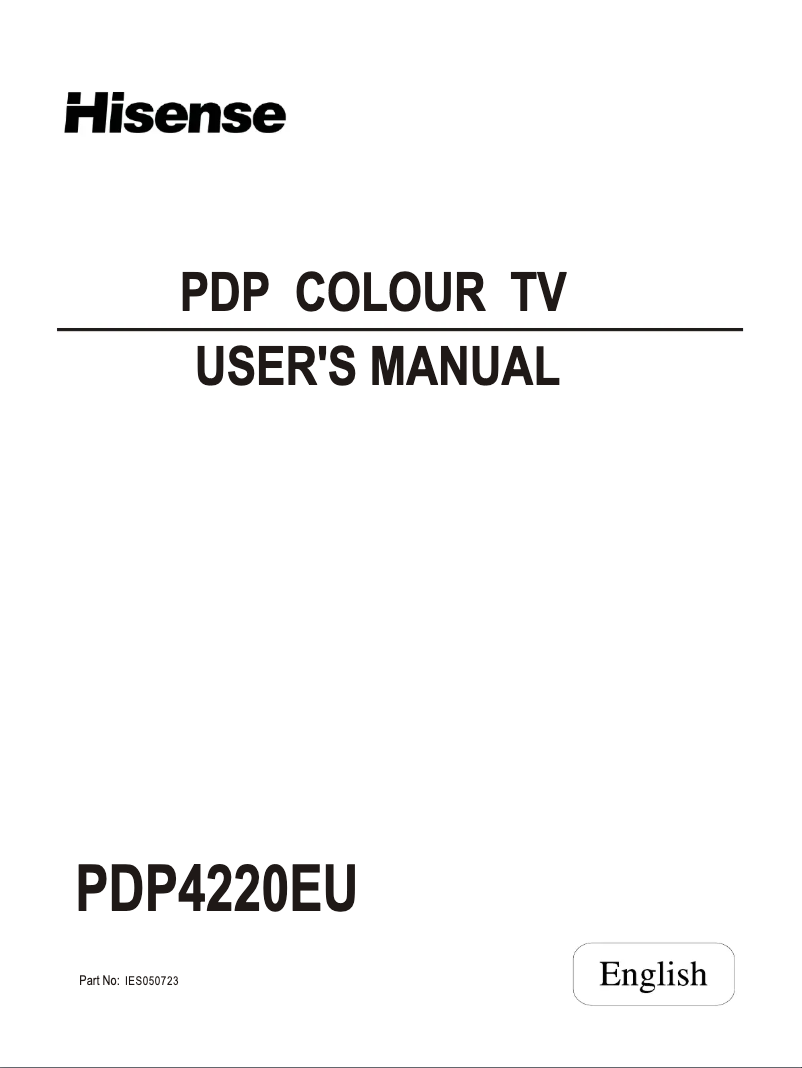 Page 1 de la notice Manuel utilisateur Hisense PDP4220