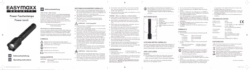 Page 1 de la notice Manuel utilisateur EasyMaxx Power Torch 05990