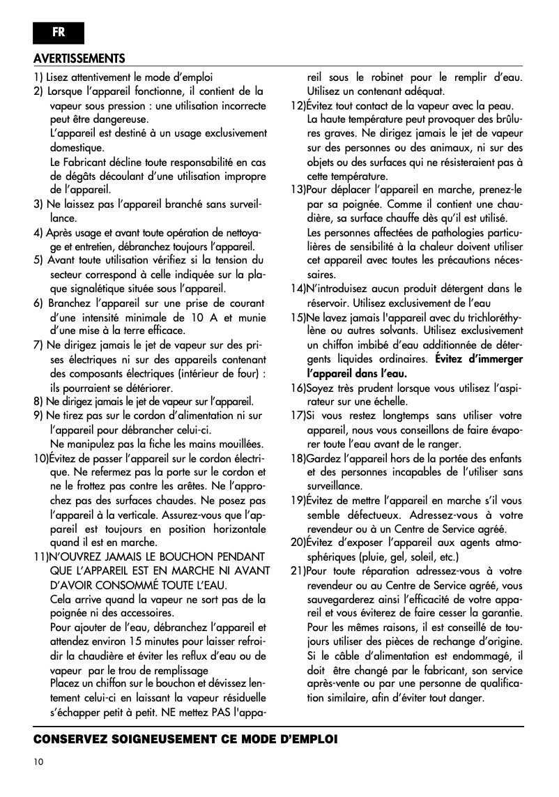 Page n°1 - Manuel utilisateur DeLonghi XVT1000