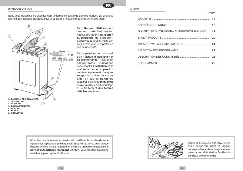 Page n°1 - Manuel utilisateur Candy LB CTT103 TV
