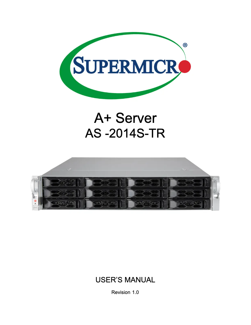 Image de la première page du manuel de l'appareil A+ Server 2014S-TR