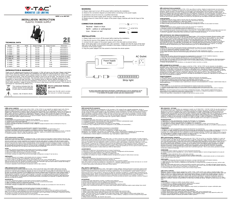Page 1 de la notice Manuel utilisateur V-TAC VT-23019