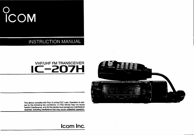 Page 1 de la notice Manuel utilisateur ICOM IC-207H