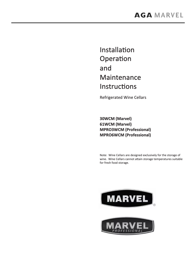 Page n°1 - Manuel utilisateur Marvel MPRO6WCM