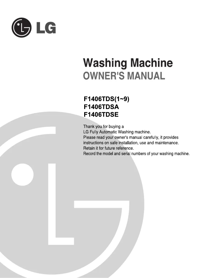 Page n°1 - Manuel utilisateur LG F1406TDSE