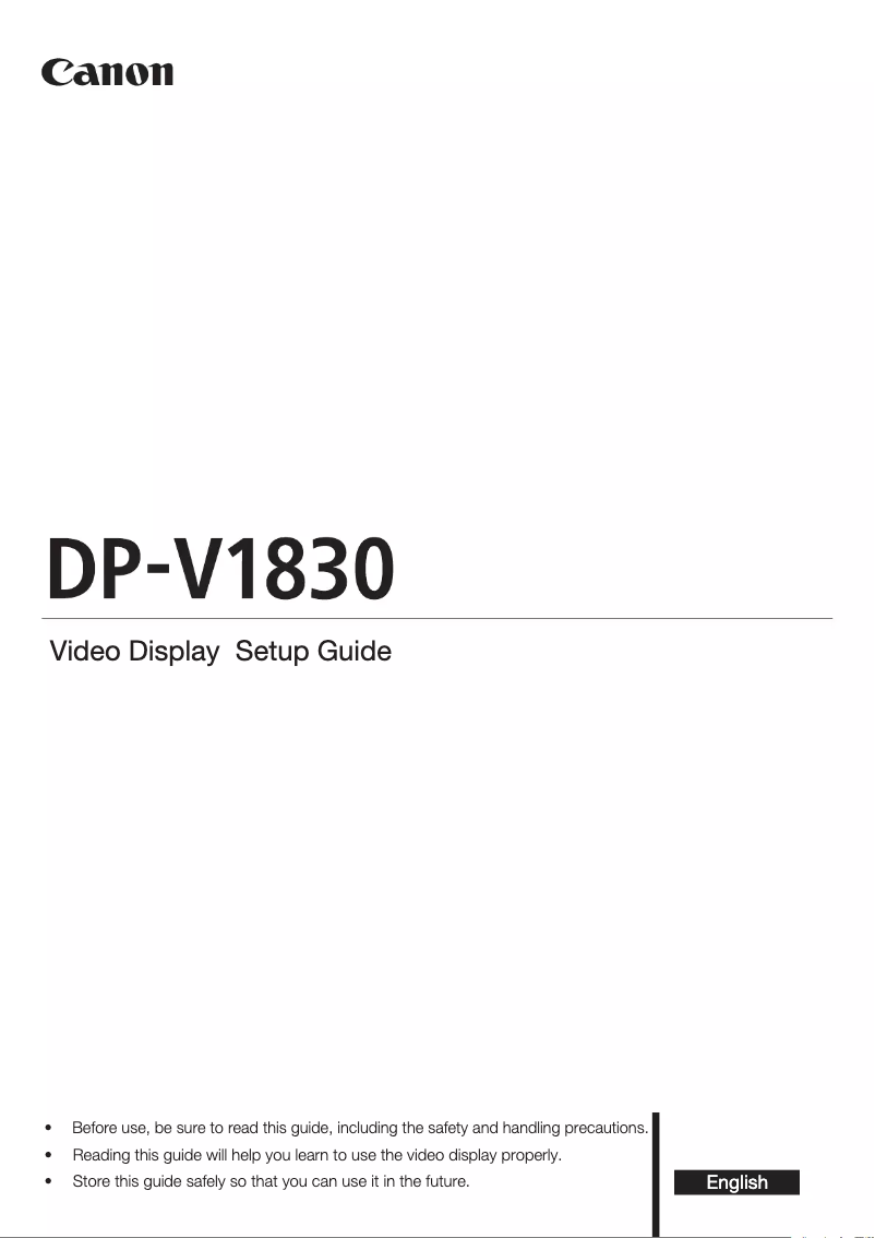 Page n°1 - Guide d'installation Canon DP-V1830