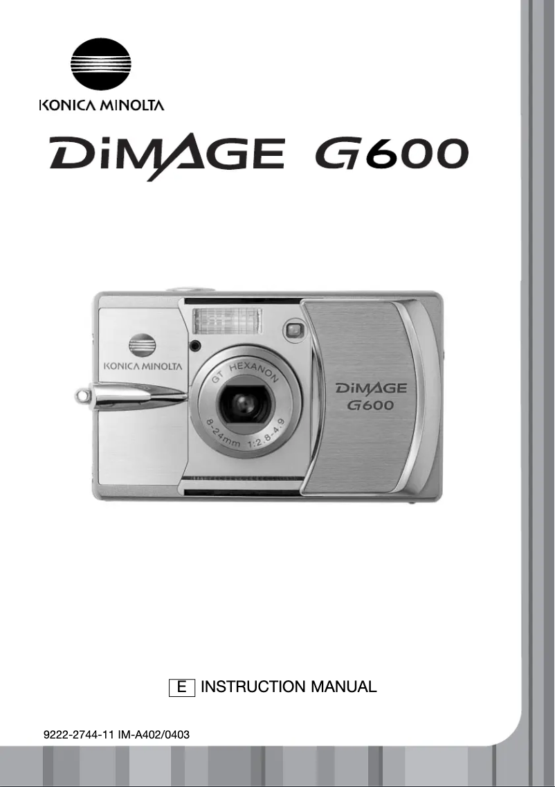 Page n°1 - Manuel utilisateur Konica Minolta Dimage G600
