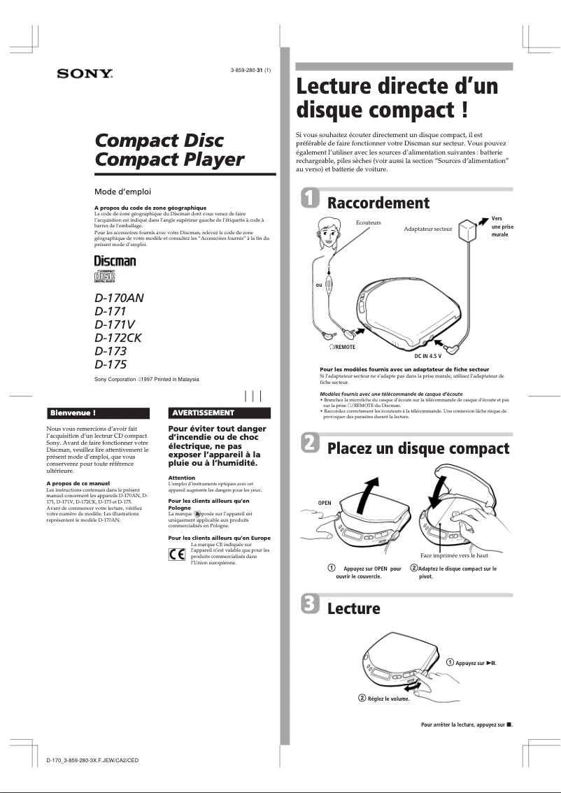 Imagen de la primera página del manual del dispositivo D-175