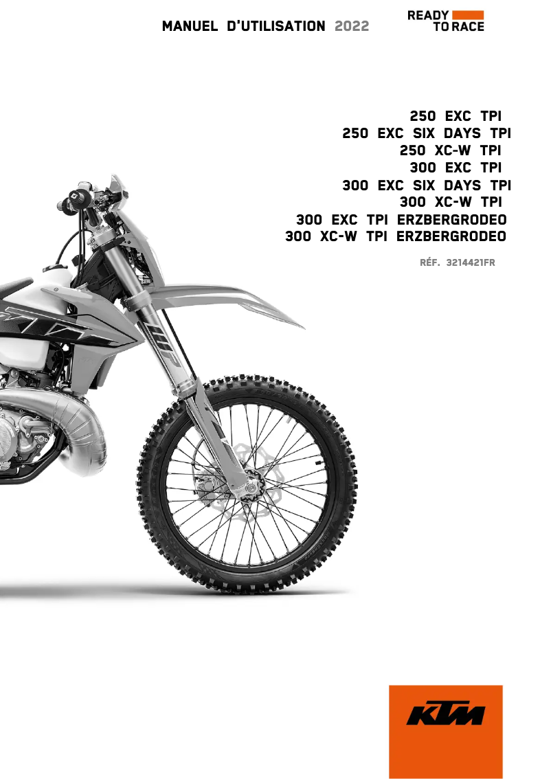 Page 1 de la notice Manuel utilisateur KTM 250 XC-W TPI (2022)