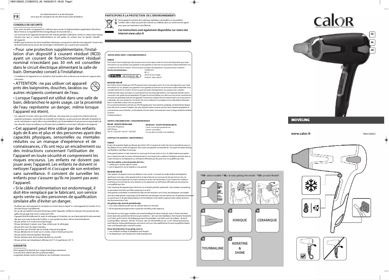 Image de la première page du manuel de l'appareil Elite Moveling CV3812C0