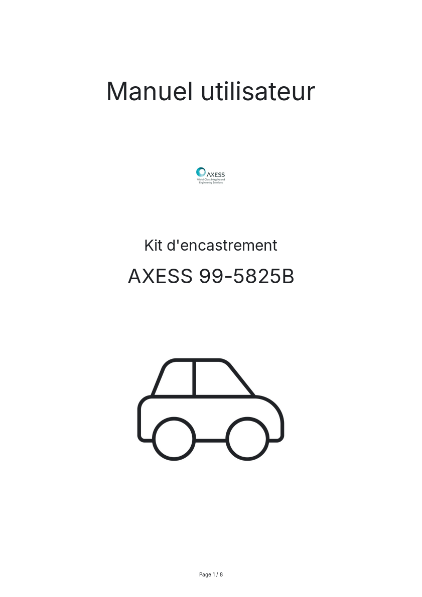 Page n°1 - Manuel utilisateur AXESS 99-5825B