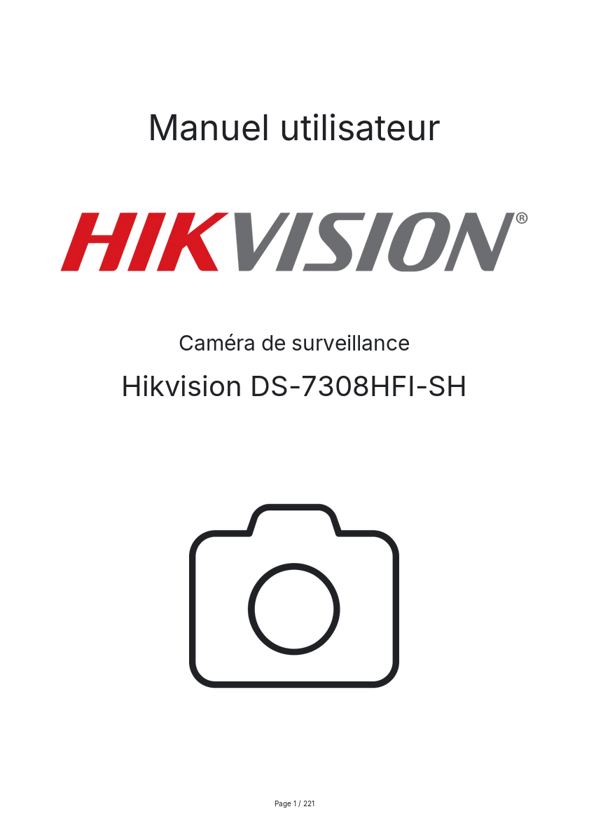 Image de la première page du manuel de l'appareil DS-7308HFI-SH