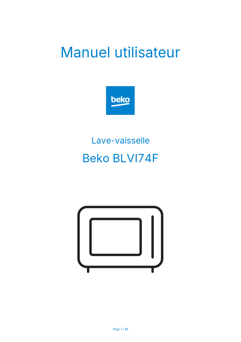 Page n°1 - Manuel utilisateur Beko BLVI74F