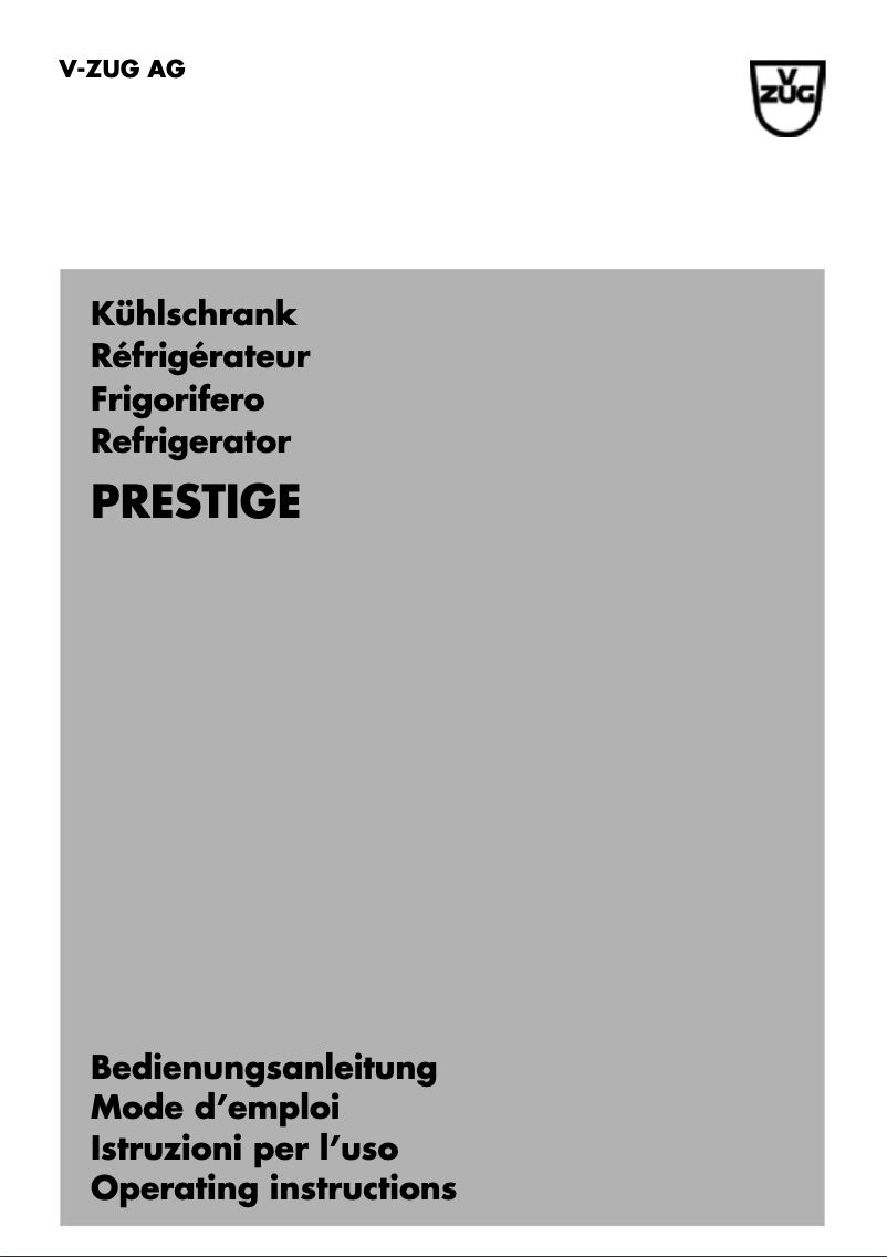 Page n°1 - Manuel utilisateur V-Zug Prestige