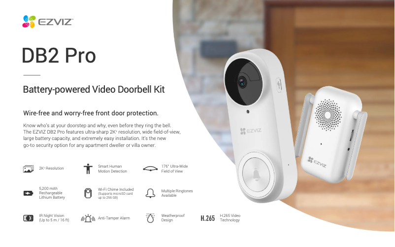 Page 1 de la notice Fiche technique EZVIZ DB2 Pro