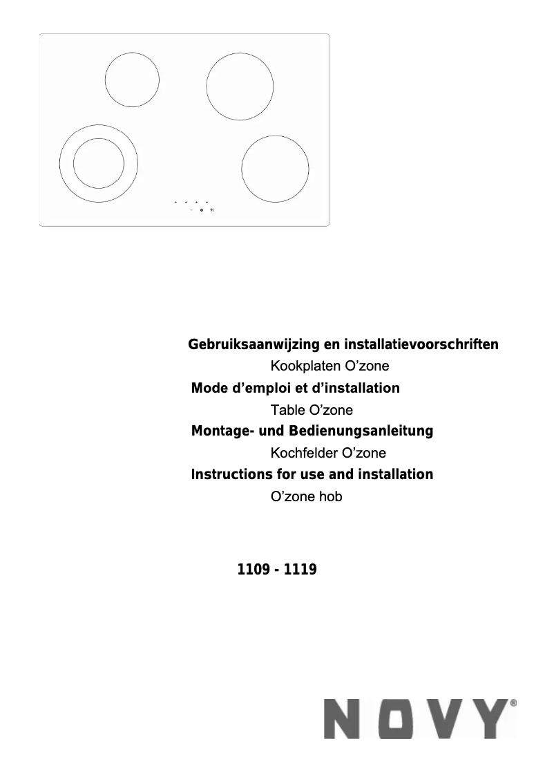 Page n°1 - Manuel utilisateur Novy O’zone 1109
