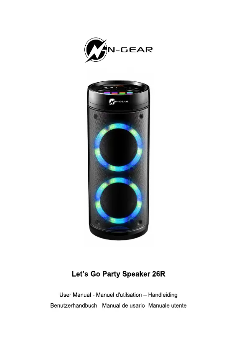 Page 1 de la notice Manuel utilisateur N-Gear Let's Go Party Speaker 26R