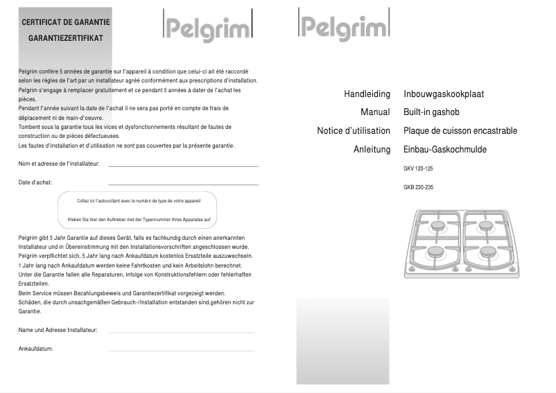 Image de la première page du manuel de l'appareil GKB230