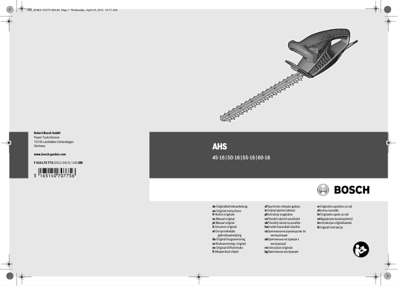 Page 1 de la notice Manuel utilisateur Bosch AHS 50-16