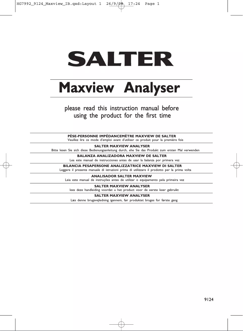 Page 1 de la notice Manuel utilisateur Salter 9124 SS3R