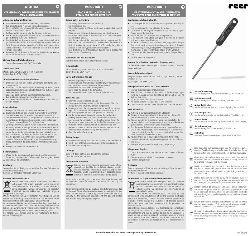 Image de la première page du manuel de l'appareil FoodTemp 21021