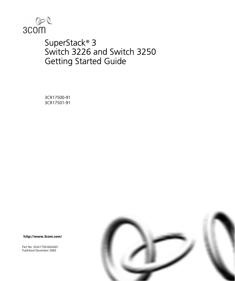 Image de la première page du manuel de l'appareil 3Com SuperStack 3 Switch 3226