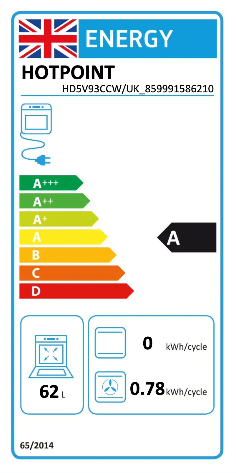Page n°1 - Label énergétique Hotpoint HD5V93CCW/UK