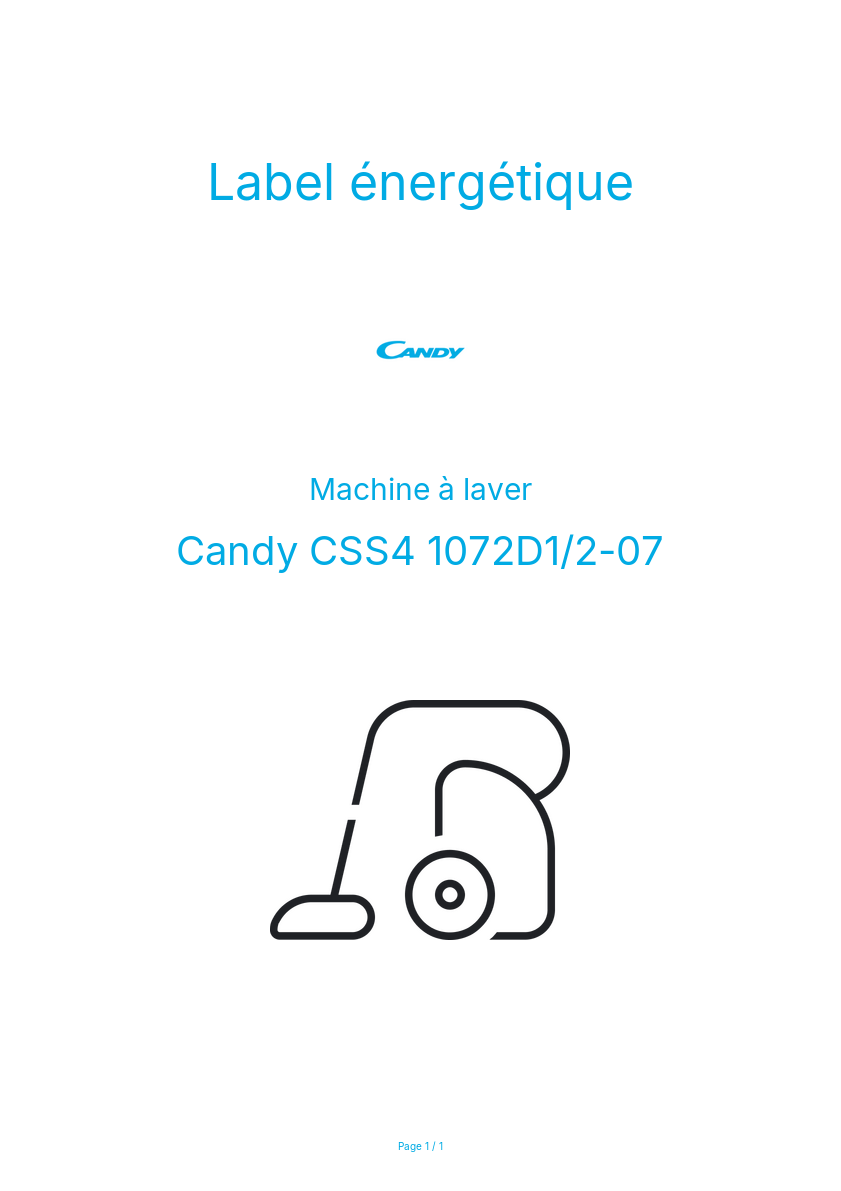 Page n°1 - Label énergétique Candy CSS4 1072D1/2-07