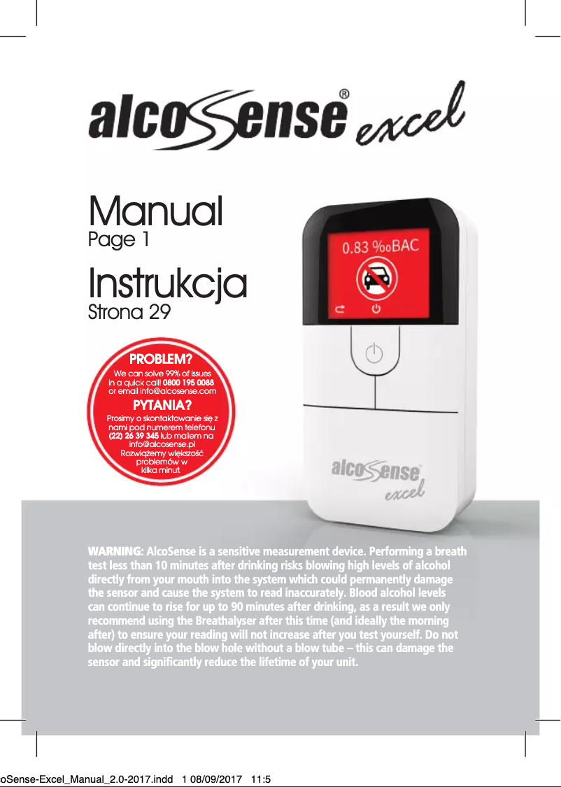 Page n°1 - Manuel utilisateur AlcoSense Excel