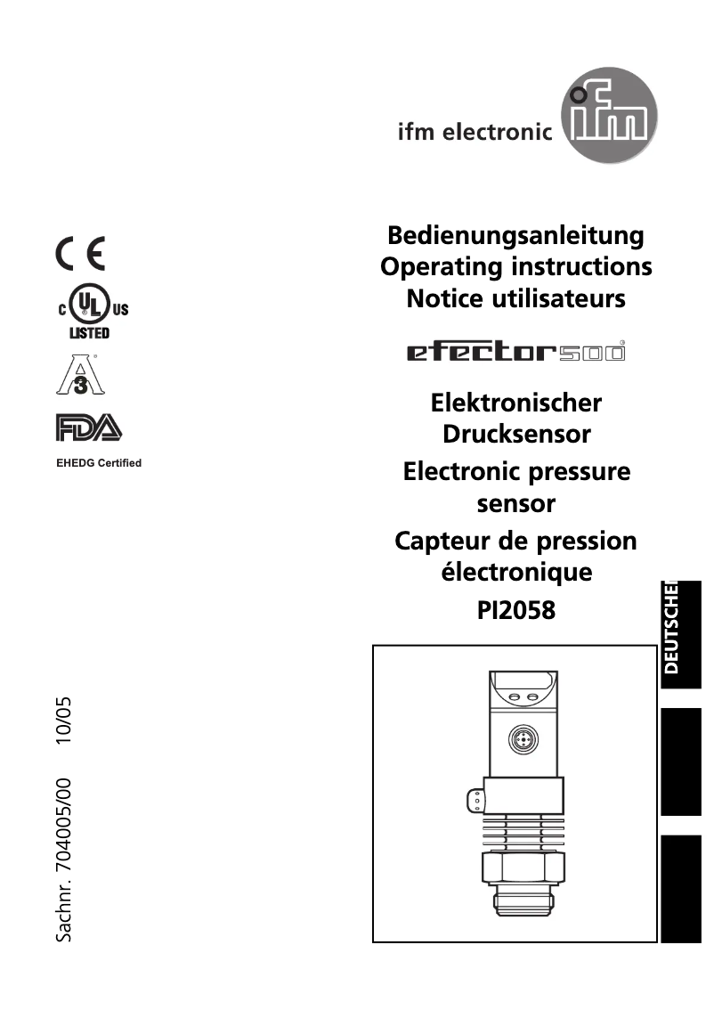 Page n°1 - Manuel utilisateur IFM PI2058